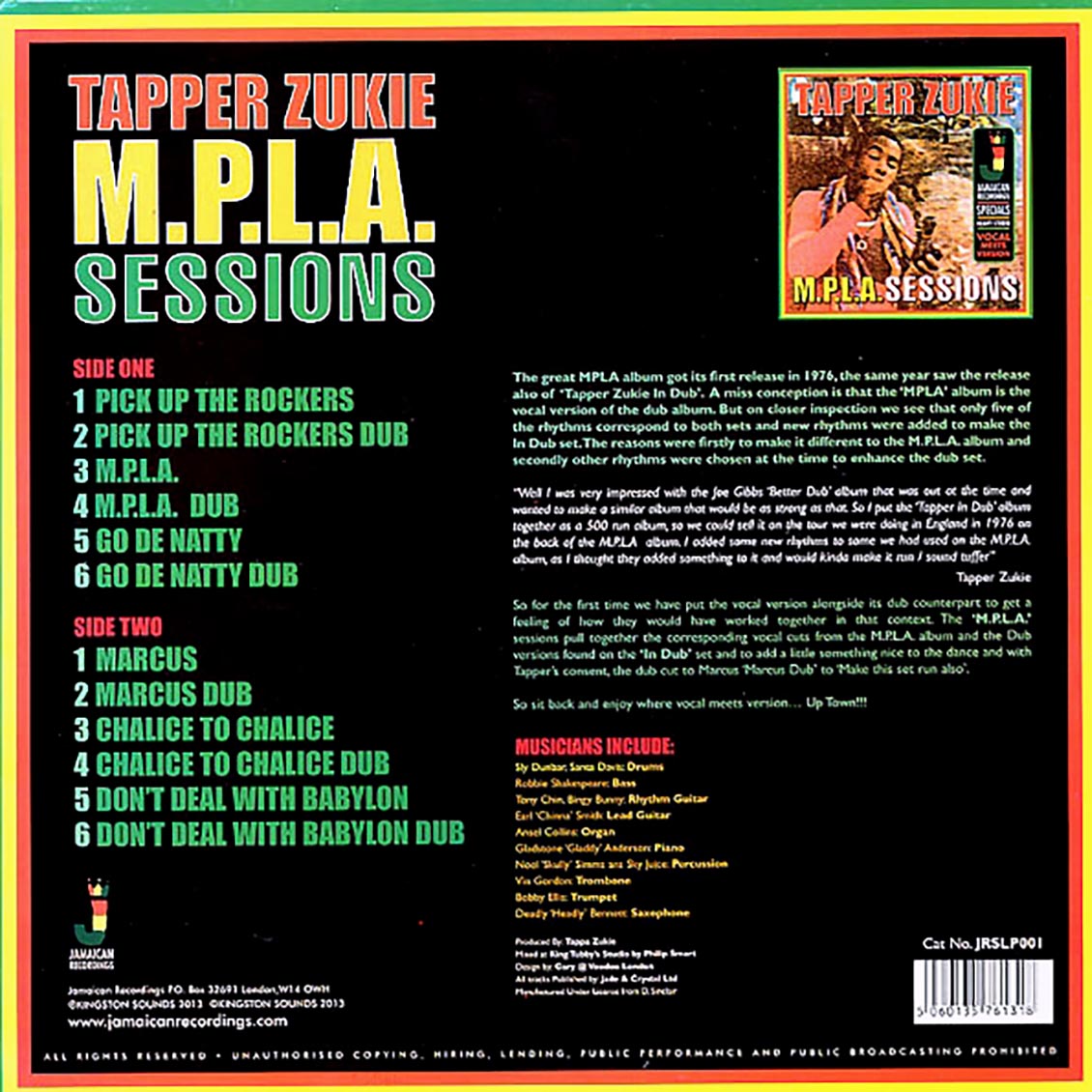 Tappa Zukie (탭퍼 주키) - M.P.L.A. Sessions [컬러 LP] 