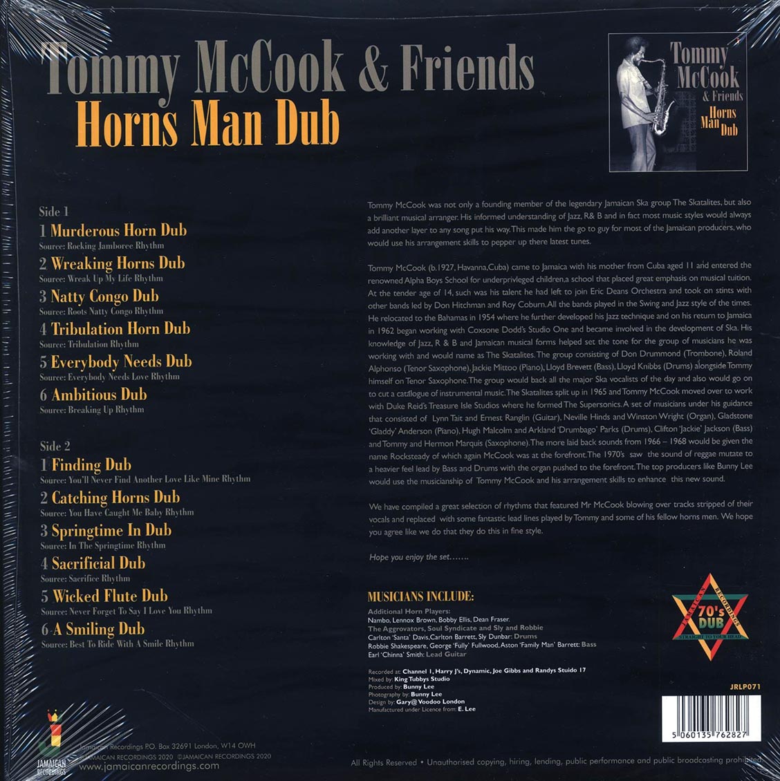 Tommy McCook & Friends (토미 맥쿡 앤 프렌즈) - Horns Man Dub [LP] 