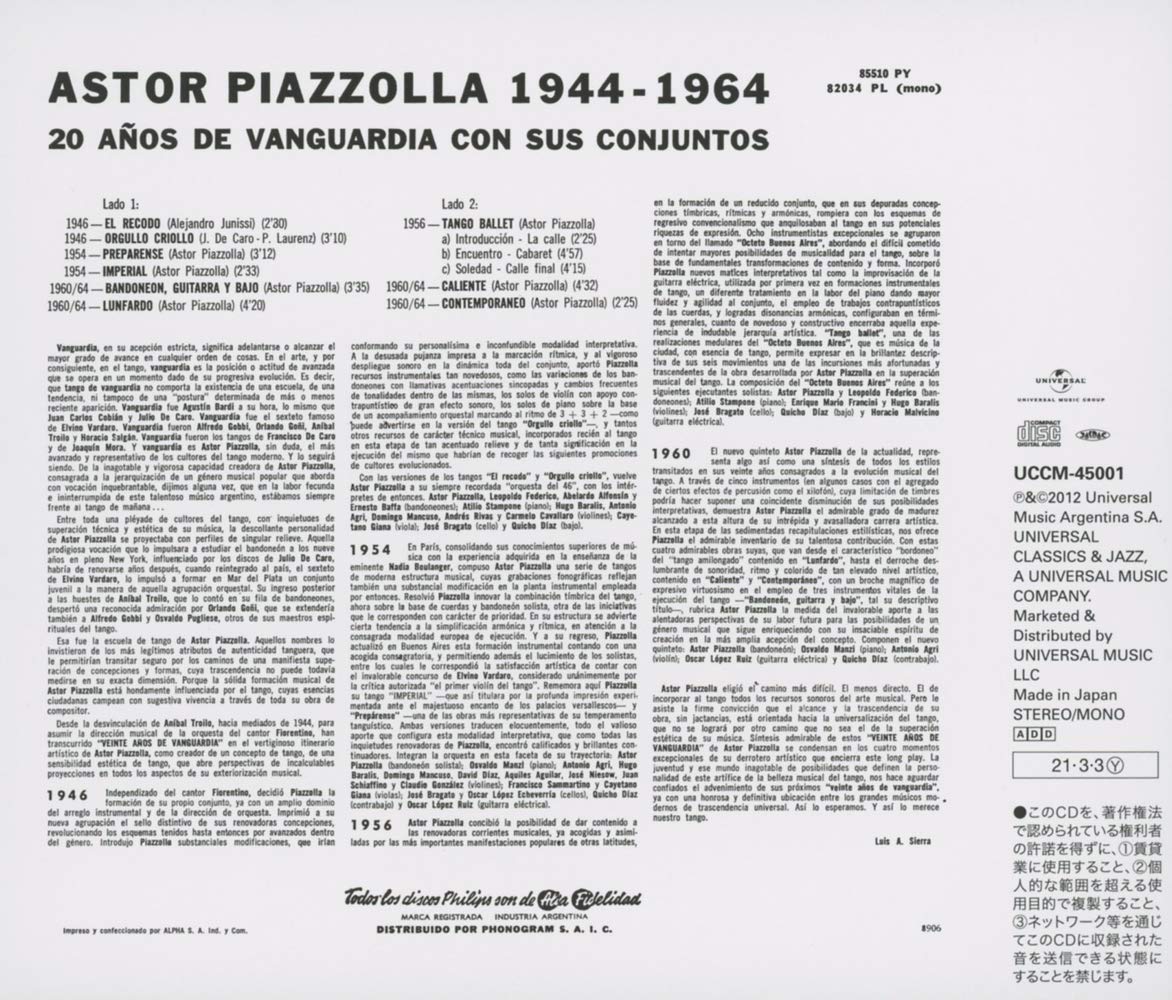 Astor Piazzolla (아스트로 피아졸라) - 1944-1964 : 20 Anos De Vanguardia Con Sus Con Juntos 
