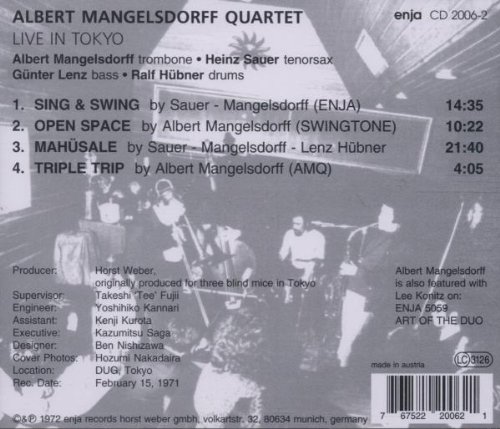 Albert Mangelsdorff Quartet (알베르트 만겔스도르프 쿼텟) - Live In Tokyo 