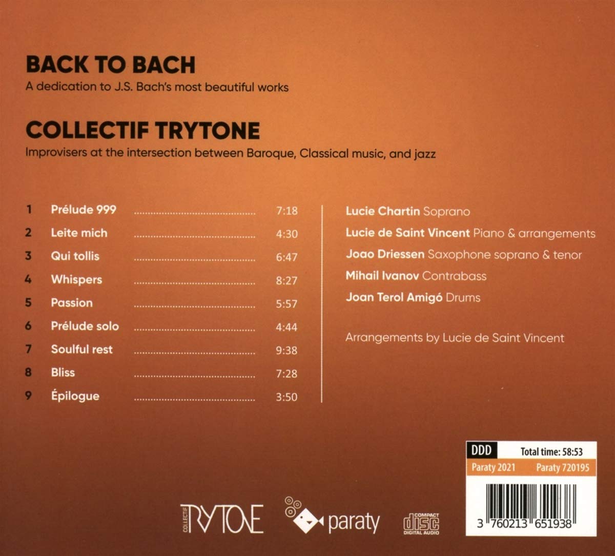 Collectif Trytone 바흐: 요한 수난곡, 칸타타, 전주곡 외 (J.S.Bach: Passion, Cantatas, Preludes - BACK TO BACH) 