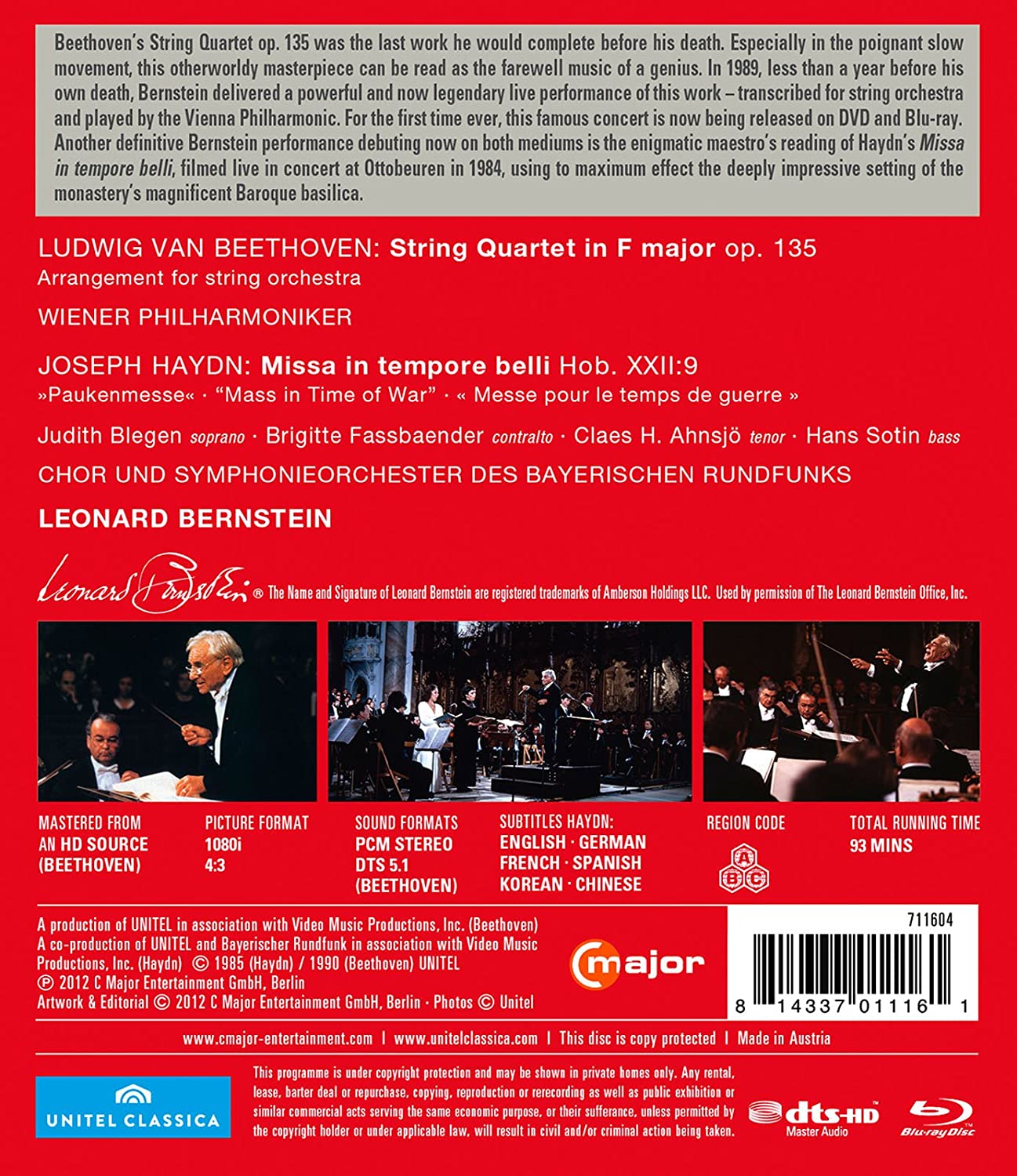 Leonard Bernstein 베토벤: 현악사중주 16번 [현악합주 버전] / 하이든: 전시미사 (Beethoven : String Quartet No.16 / Haydn : Missa in Tempore Belli) 