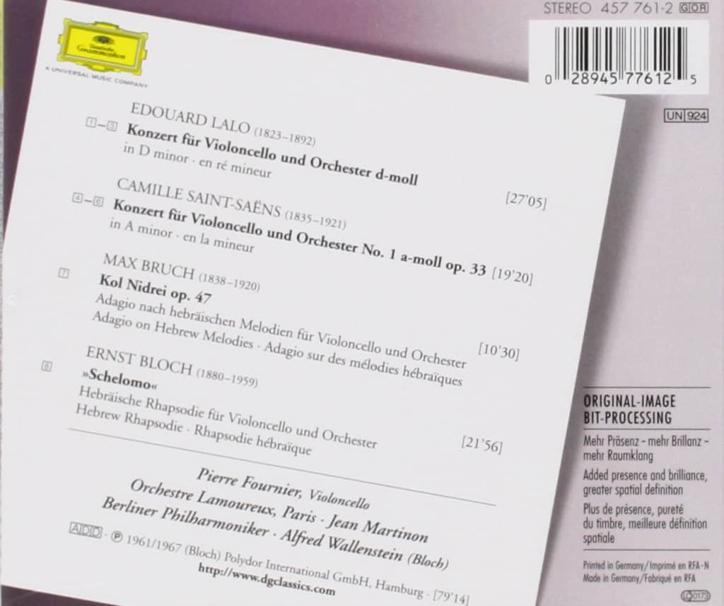 Pierre Fournier 피에르 푸르니에 첼로 협주곡 - 랄로 / 생상스 / 브루흐 / 블로흐 (Lalo / Saint-Saens / Bruch / Bloch: Cello Concertos)