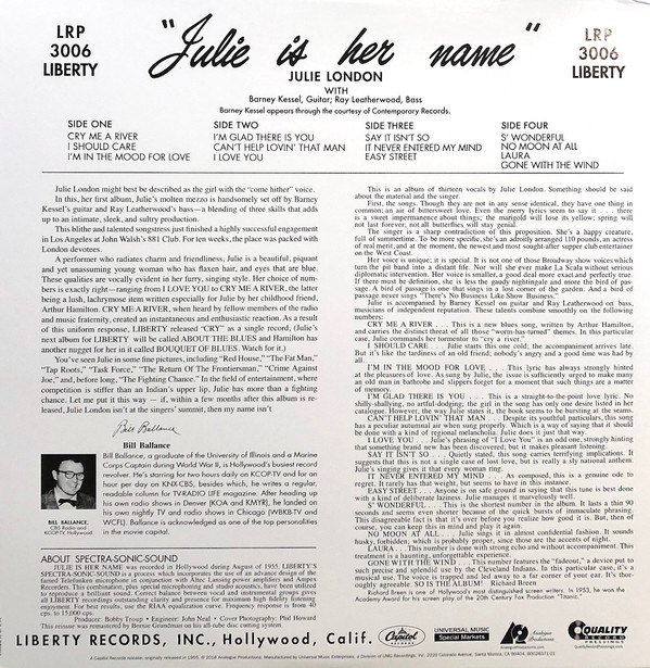 Julie London (줄리 런던) -  Julie is Her Name [2LP] 