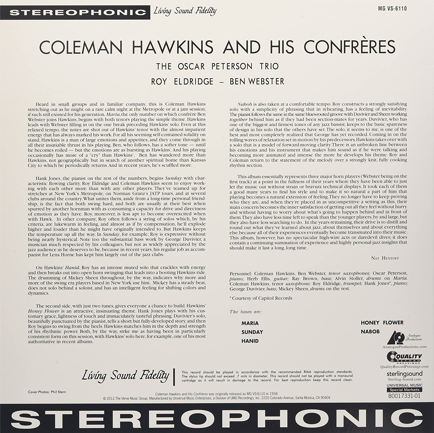Coleman Hawkins (콜먼 호킨스) - Coleman Hawkins and Confreres [2LP] 