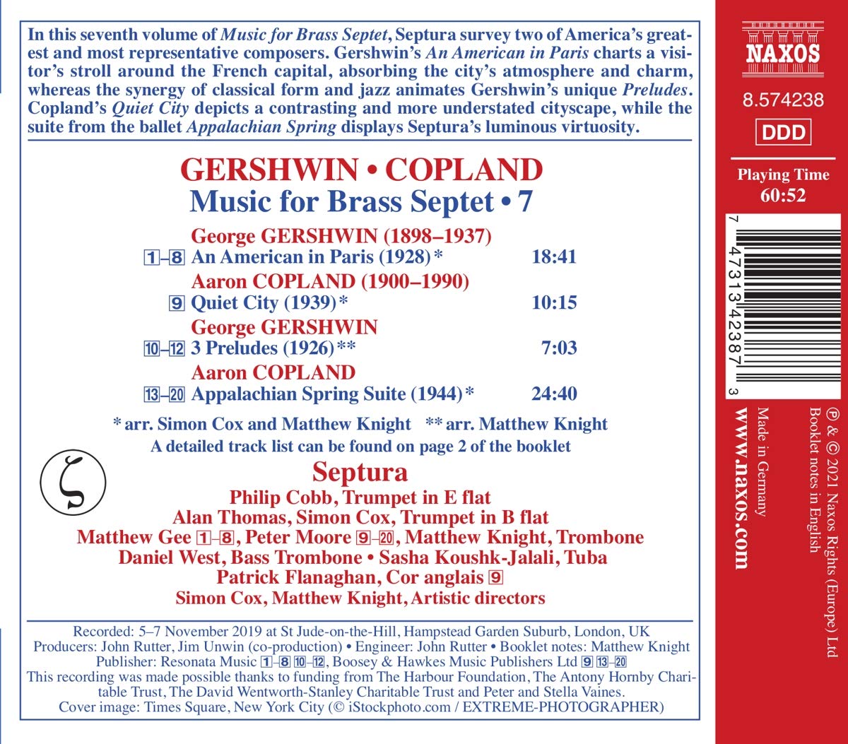 Septura 셉투라 - 금관 7중주를 위한 음악 7집: 거쉰 / 코플란드 (Music for Brass Septet Vol.7 - Gershwin / Copland)  