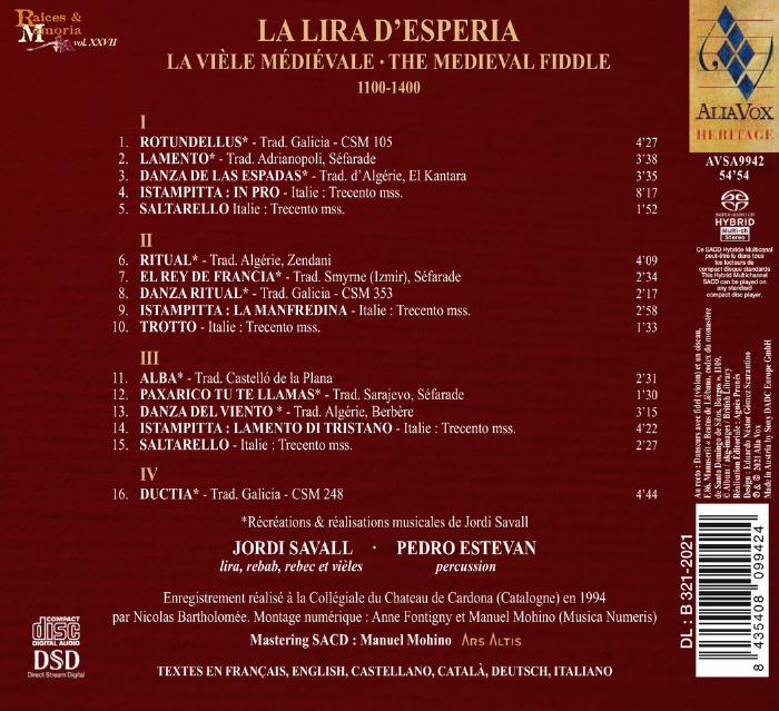 Jordi Savall 1100~1400년대 중세 리라와 피들 음악 (La Lira d'Esperia) 