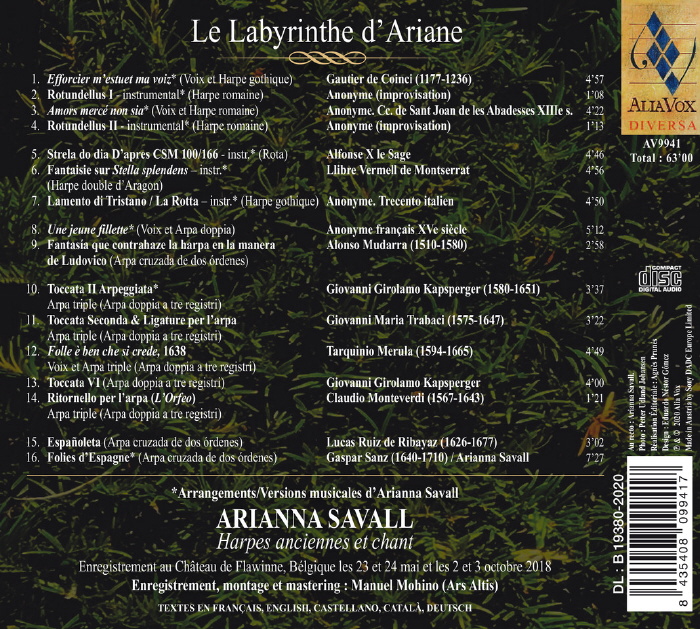 Arianna Savall 하프 연주로 연주한 중세와 바로크 시대 음악 (Le Labyrinthe d’Ariane) 