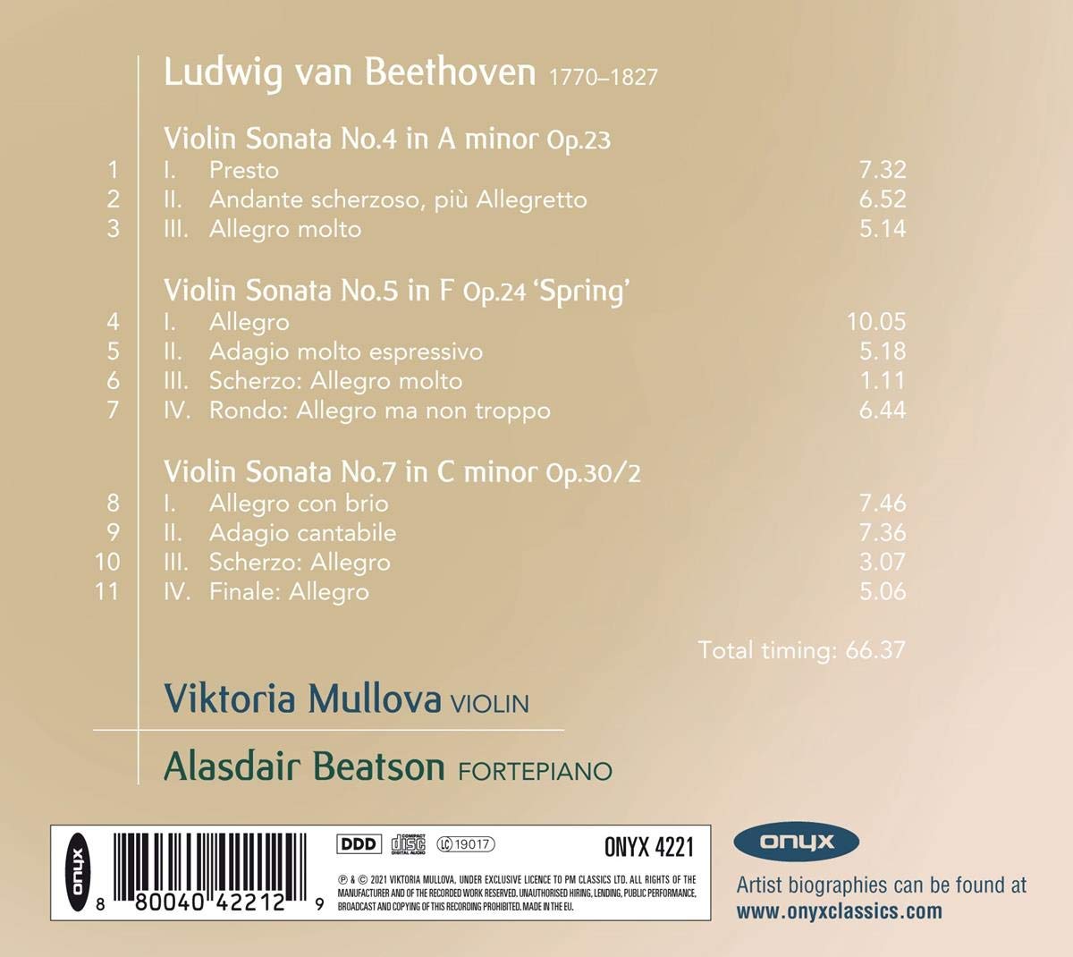 Viktoria Mullova 베토벤: 바이올린 소나타 4, 5, 7번 - 빅토리아 뮬로바 (Beethoven: Violin Sonatas Op.23, Op.24 'Spring', Op.30 No.2) 