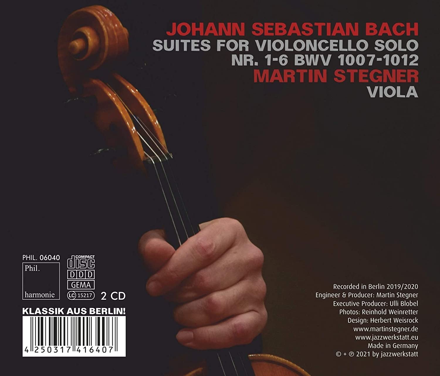 Martin Stegner 바흐: 무반주 첼로 모음곡 전곡 [비올라 연주 버전] - 마르틴 슈테그너 (Bach: Cello Suites BWV1007-1012) 