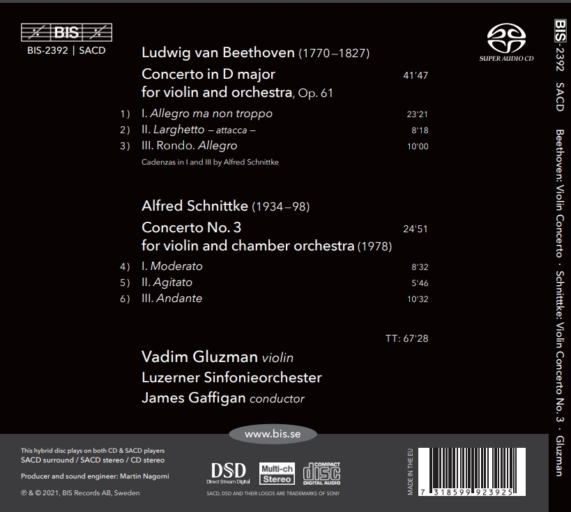 Vadim Gluzman 베토벤 / 슈니트케: 바이올린 협주곡 - 바딤 글루즈만 