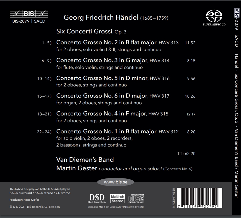 Martin Gester 헨델: 6개의 합주 협주곡 (Handel: Six Concerti Grossi Op.3) 