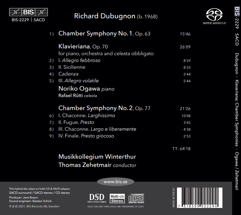 Thomas Zehetmair 리샤르 뒤뷔뇽: 클라비에리아나, 실내 교향곡 1, 2번 (Richard Dubugnon: Klavieriana And Chamber Symphonies)