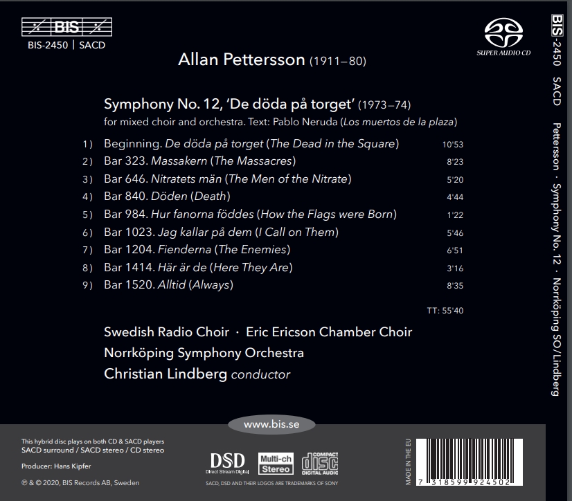 Christian Lindberg 알란 페터슨: 교향곡 12번 '광장의 망자' (Pettersson: Symphony No. 12 'The Dead In The Square')