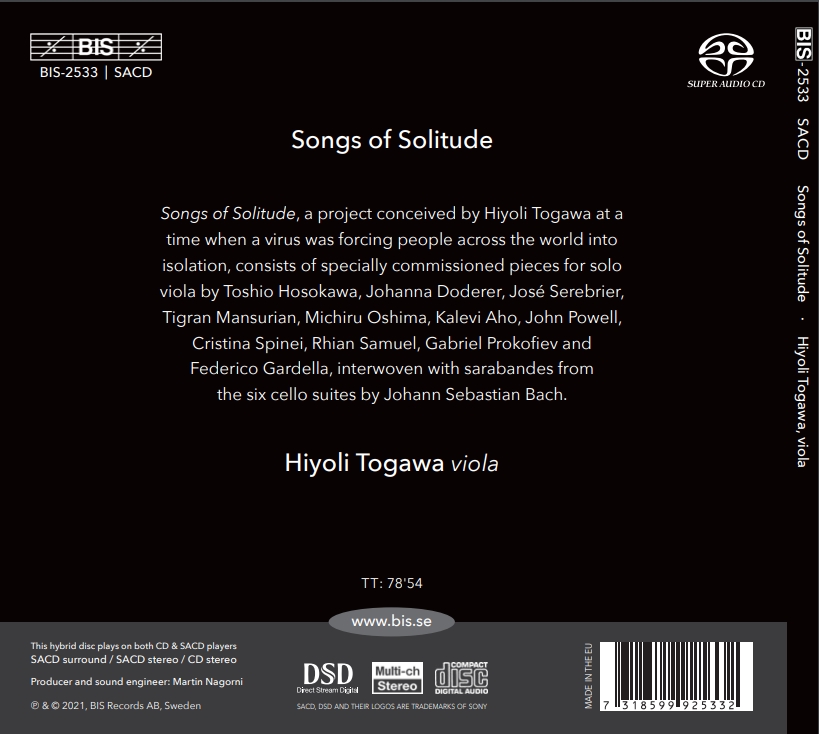 Hiyoli Togowa 비올라 독주 연주집 - 히요리 토카와 (Songs Of Solitude)