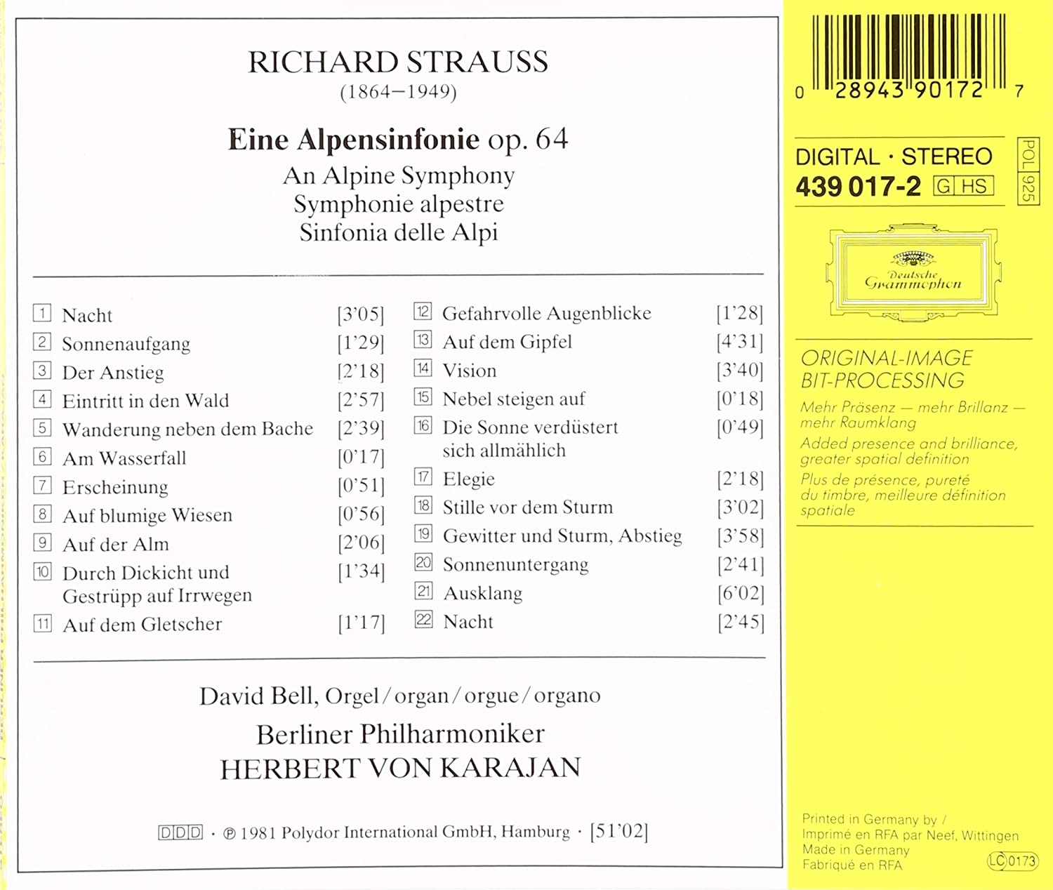 Herbert von Karajan 슈트라우스: 알프스 교향곡 - 카라얀 (R.Strauss : Alpensymphonie Op.64) 