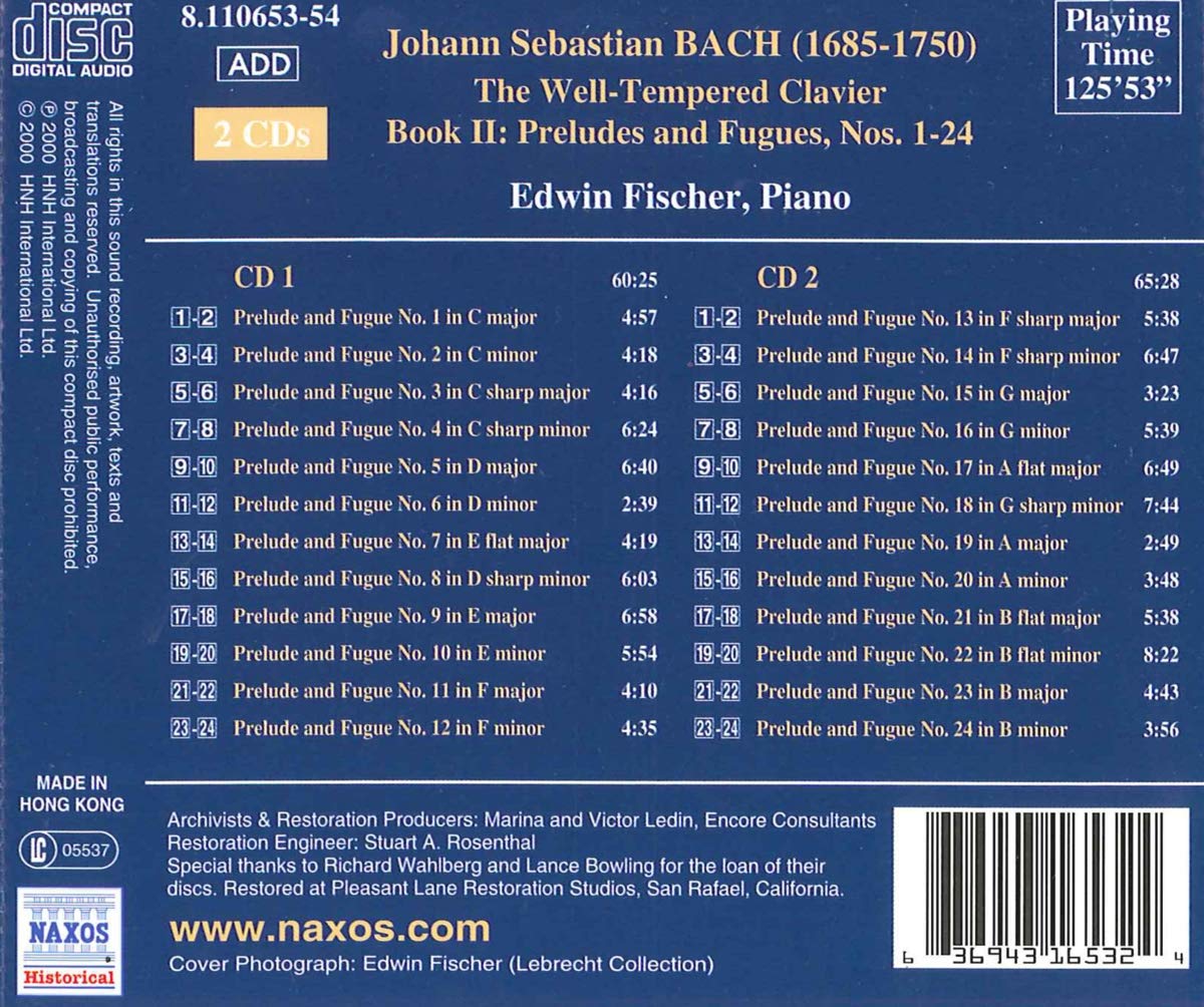 Edwin Fischer 바흐: 평균율 클라비어 곡집 2권 (J.S.Bach: Well-Tempered Clavier Book II) 