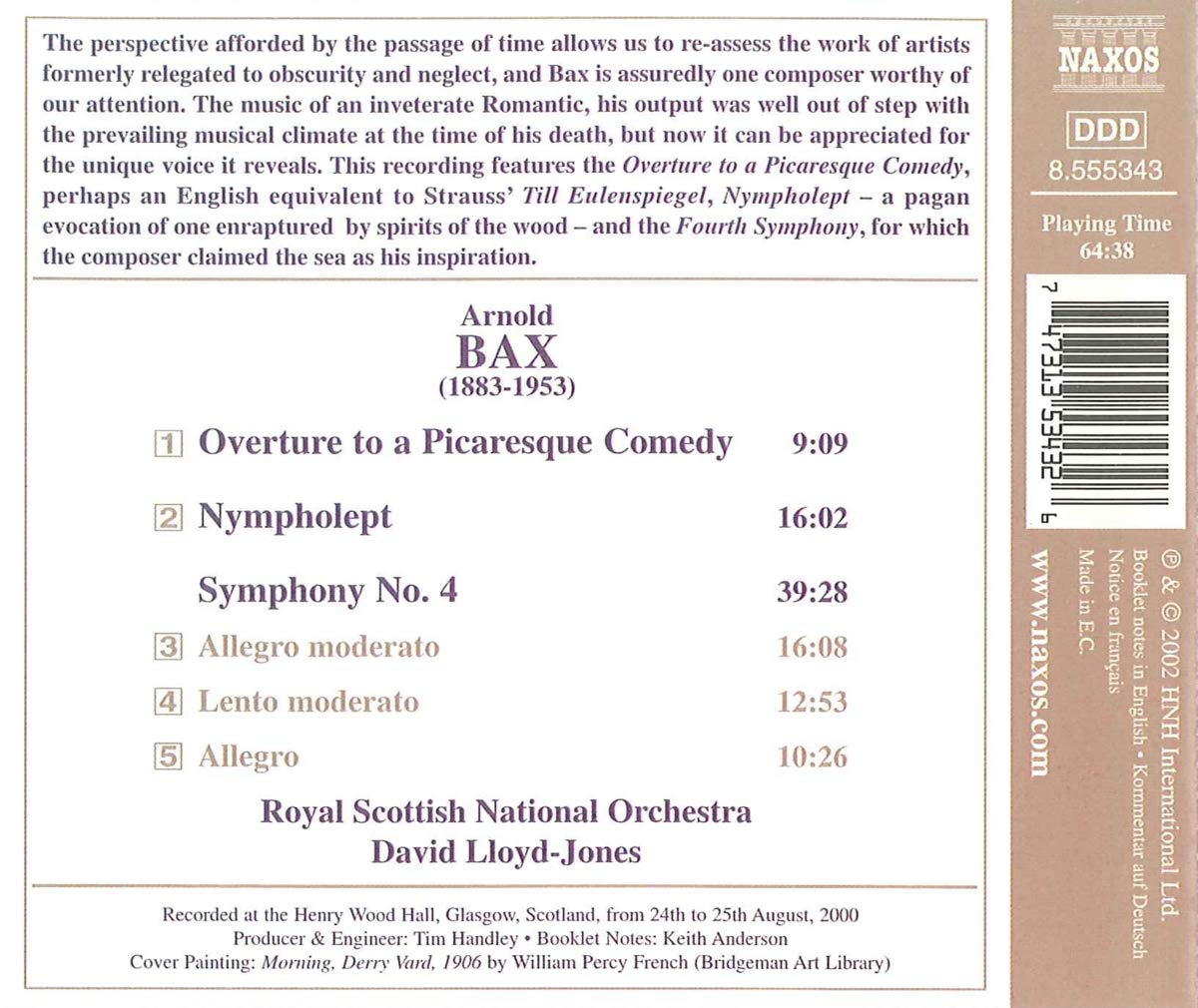 David Lloyd-Jones 아놀드 백스: 교향곡 4번 (Arnold Bax : Symphony No.4) 