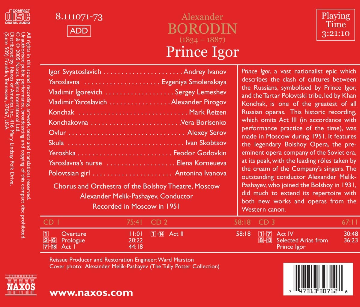 Alexander Melik-Pachaiev 보로딘: 오페라 '이고르 공' (Borodin : Prince Igor) 