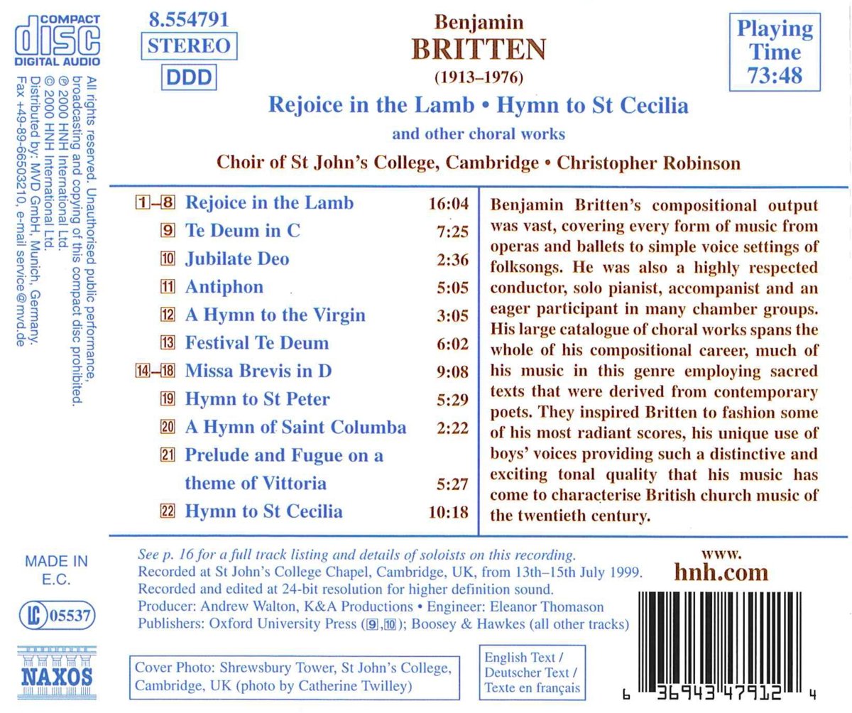 Christopher Robinson 브리튼: 영국 합창 음악 모음 (Benjamin Britten: English Choral Works) 