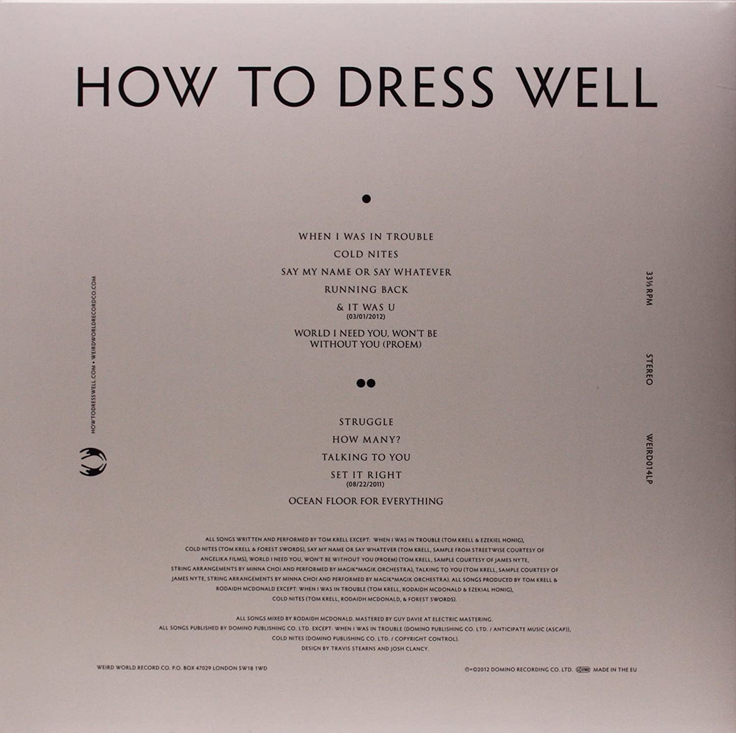 How To Dress Well (하우 투 드레스 웰) - 2집 Total Loss [LP] 