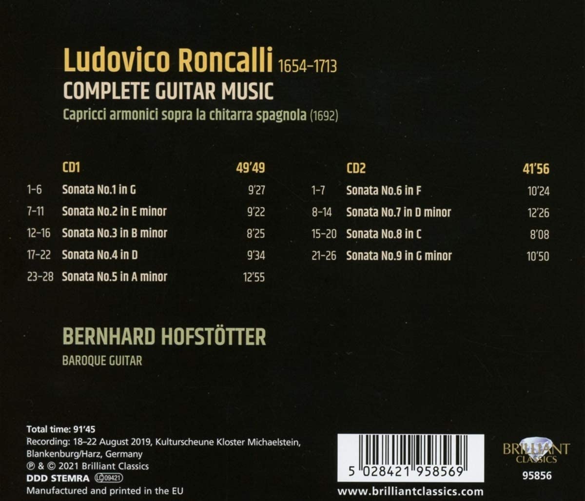 Bernhard Hofstotter 루도비코 론칼리: 기타 음악 전곡 (Ludovico Roncalli: Complete Guitar Music) 