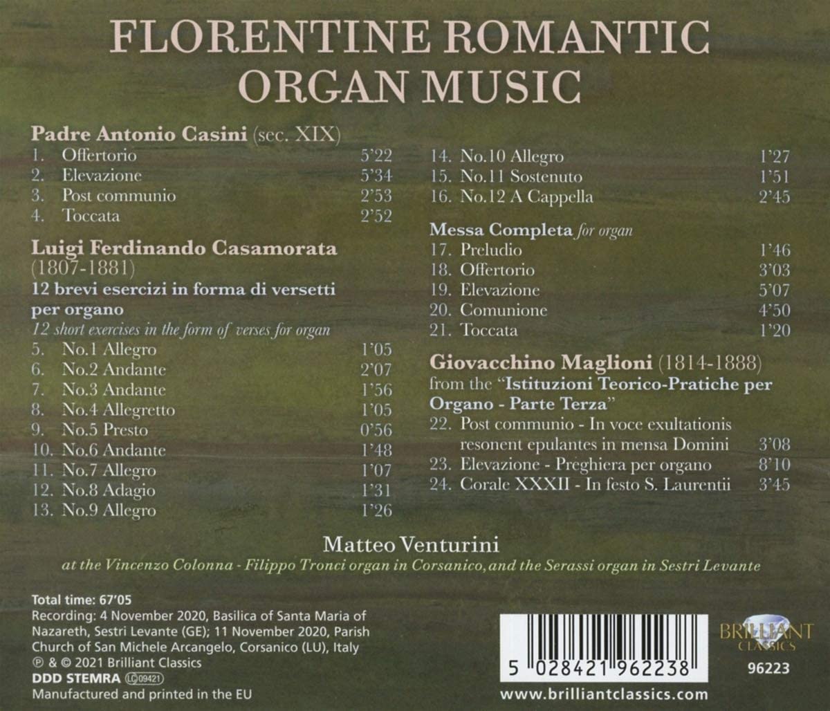 Matteo Venturini 피렌체의 낭만파 오르간 음악 (Florentine Romantic Organ Music) 