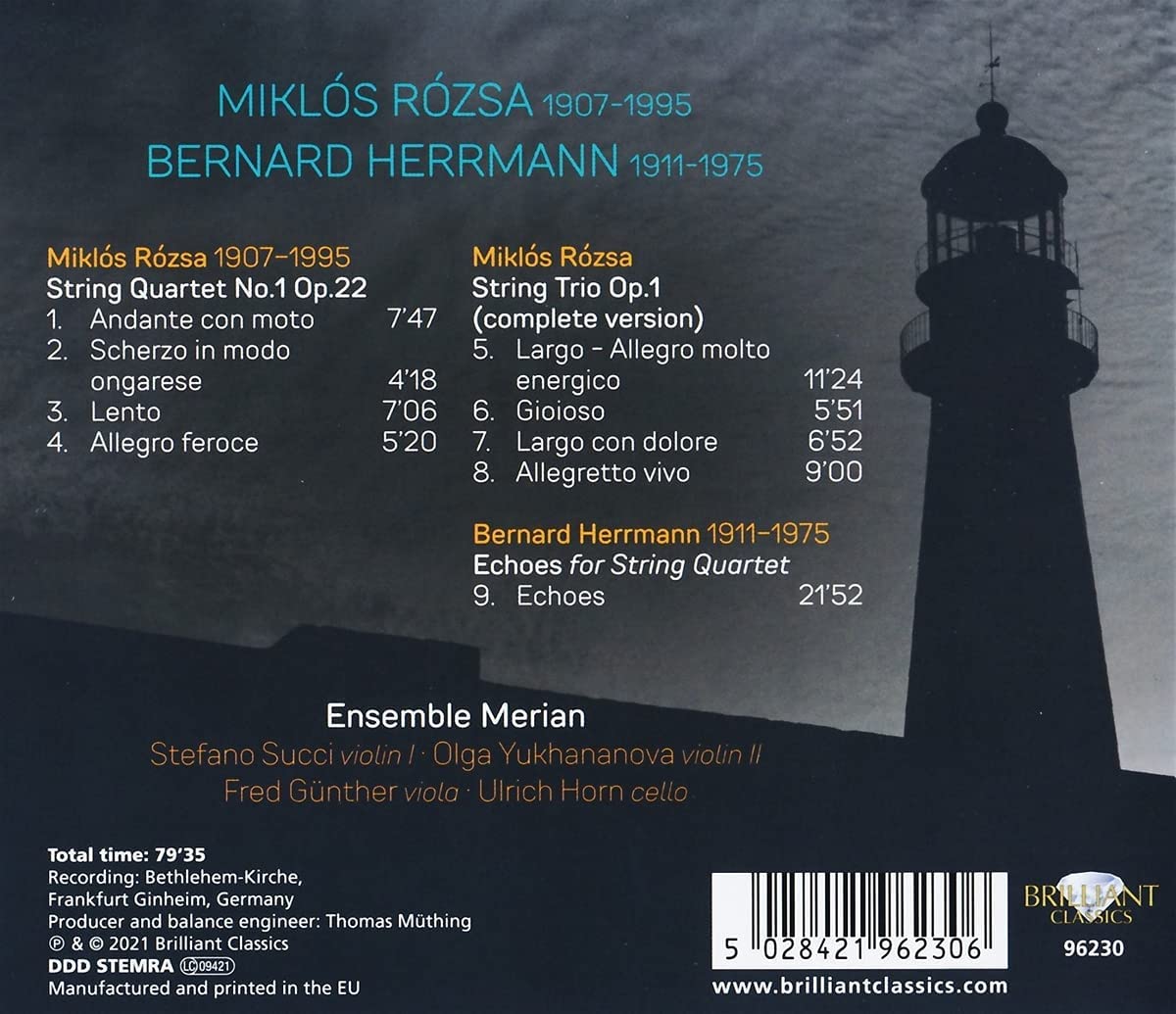 Ensemble Merian 미클로스 로저 / 베르나르드 허먼: 실내악 작품 (Miklos Rozsa / Bernard Herrmann: Music For String Quartet) 