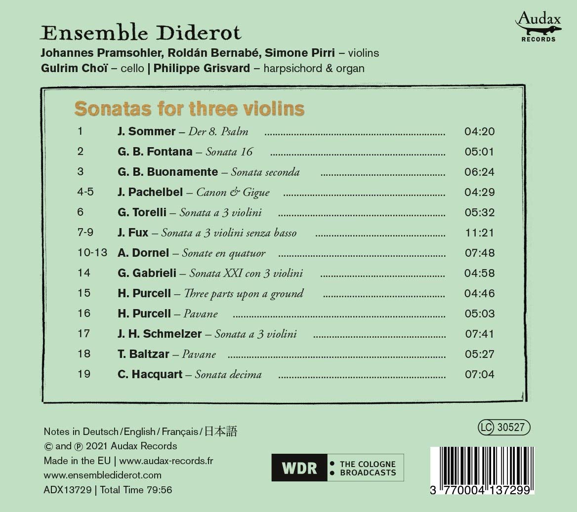 Ensemble Diderot 3대의 바이올린을 위한 소나타 (Sonatas for three Violins)  