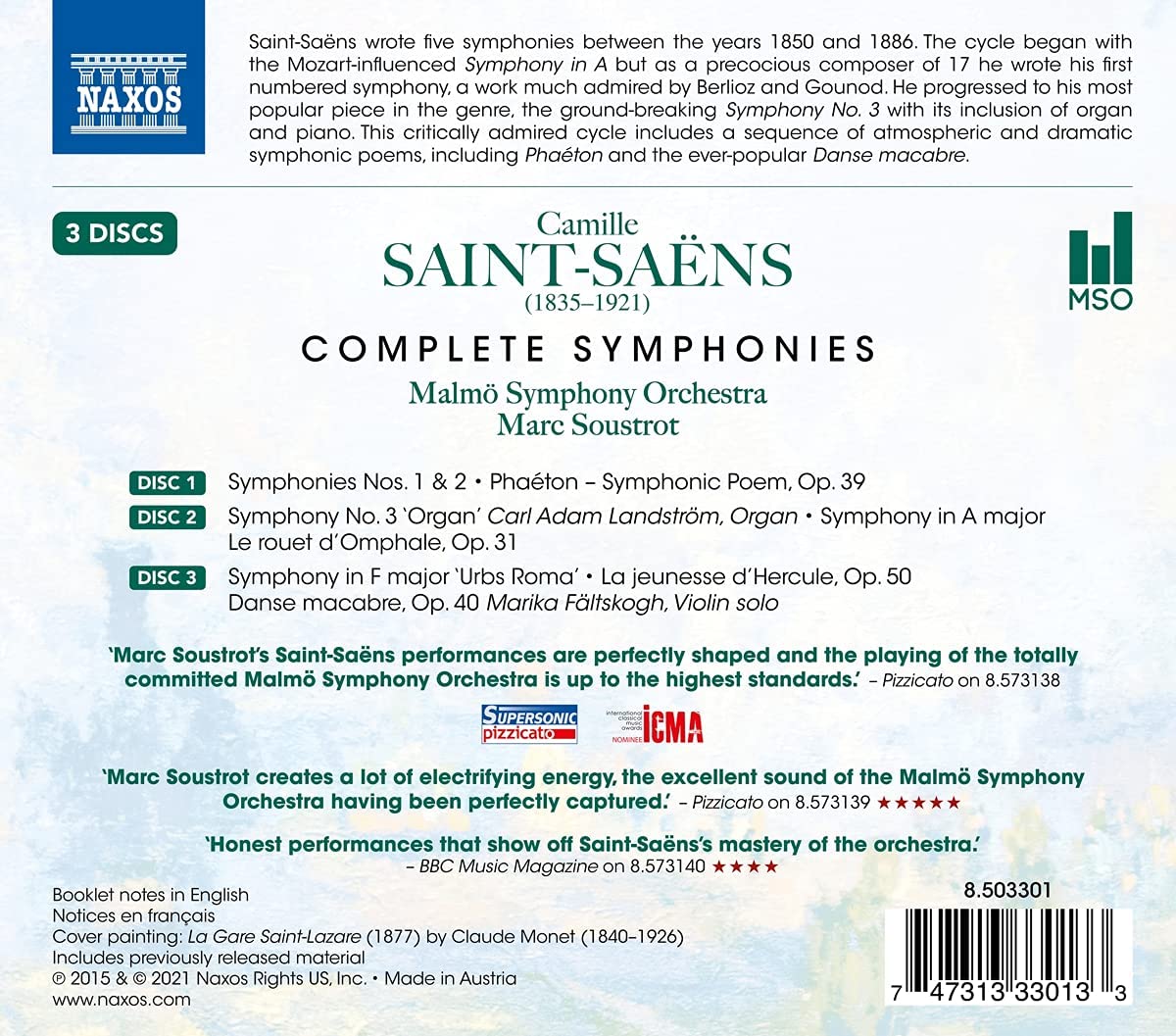 Marc Soustrot 생상스: 교향곡 전집 (Saint-Saens: Complete Symphonies) 