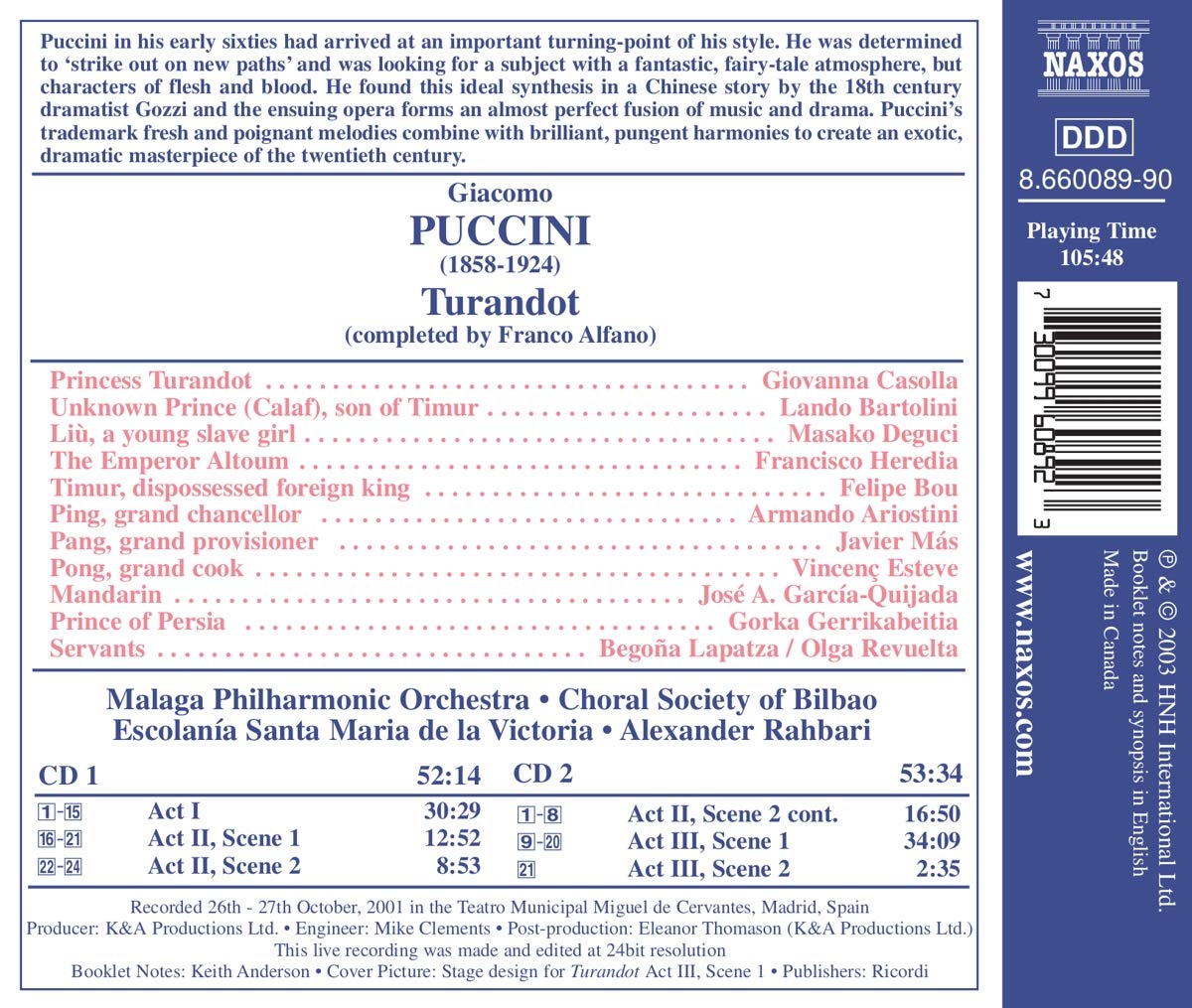 Alexander Rahbari 푸치니: 오페라 '투란도트' (Puccini : Turandot) 