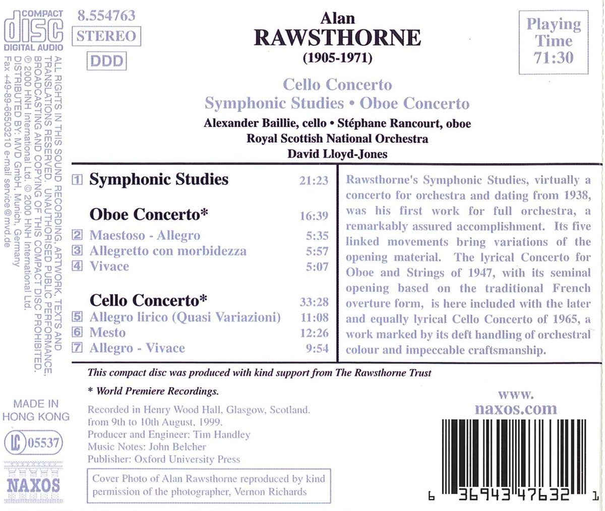 David Lloyd-Jones 앨런 로스톤: 오보에 협주곡, 첼로 협주곡 (Alan Rawsthorne : Oboe Concerto, Cello Concerto)