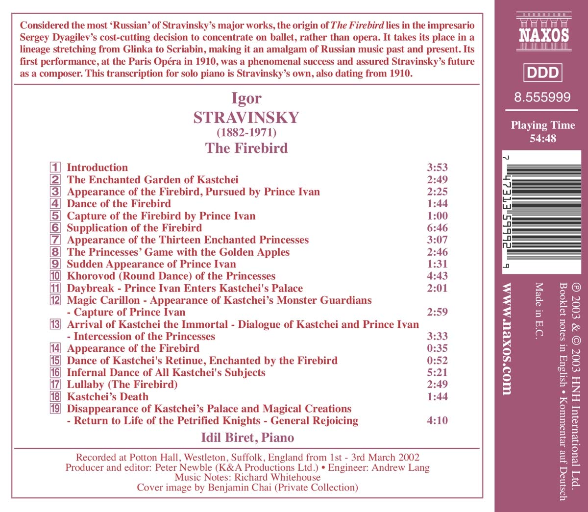 Idil Biret 스트라빈스키: 불새 [피아노 편곡 버전] (Stravinsky : The Firebird - Piano Transcription) 