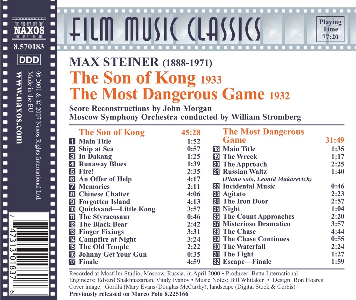 Max Steiner (막스 슈타이너) - 영화음악 모음 (The Son Of Kong / The Most Dangerous Game) 