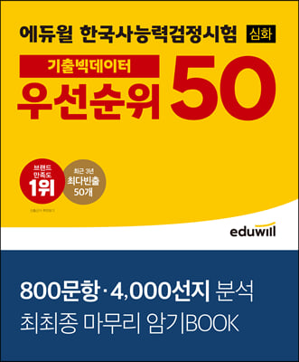 에듀윌 한국사능력검정시험 심화 기출빅데이터 우선순위 50