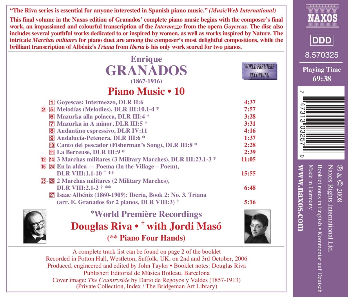 Douglas Riva / Jordi Maso 그라나도스: 마을에서, 고예스카스 간주곡, 2개의 군대행진곡 외 (Granados: In The Vilage, Goyescas: Intermezzo, 3 Marchas Militares) 