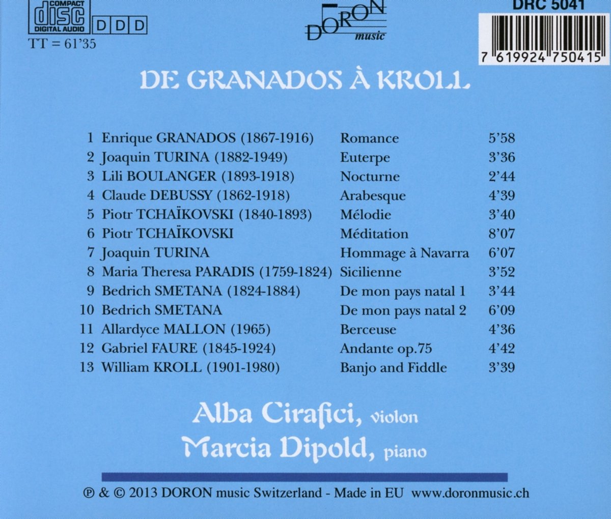 Alba Cirafici 그라나도스부터 크롤까지 - 바이올린 소품집 (Duo D'alma : De Granados A Kroll) 