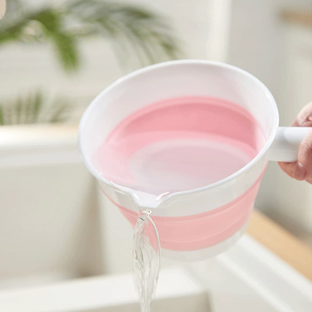 소프트 폴딩 바가지(핑크) 목욕 휴대용 자루바가지