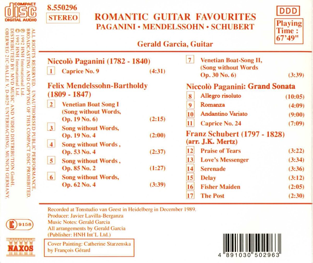 Gerald Garcia 파가니니 / 멘델스존 / 슈베르트: 낭만적 기타 명곡집 (Paganini / Mendelssohn / Schubert: Romantic Guitar Favourites) 