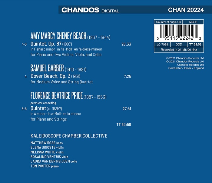 Kaleidoscope Chamber Collective 에이미 비치 / 플로렌스 프라이스 / 사무엘 바버: 아메리카 5중주 작품집 (American Quintets)