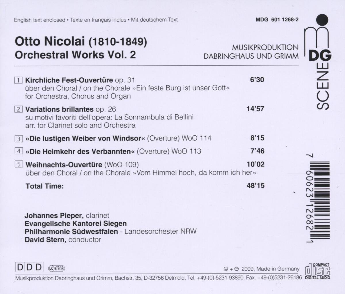 David Stern 오토 니콜라이: 관현악 작품집 2집 (Otto Nicolai: Orchestral Works Vol. 2) 