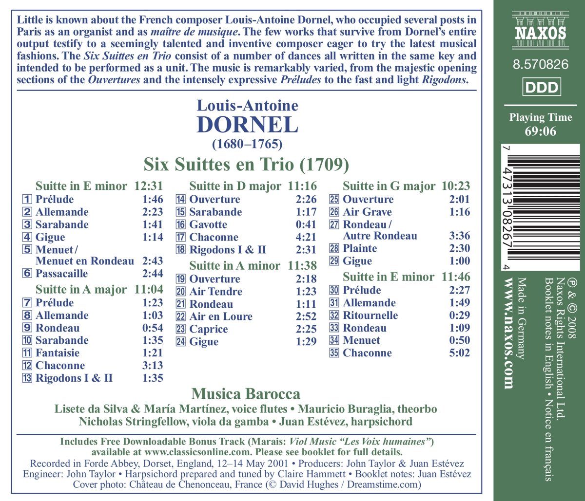 Musica Barocca 루이-앙투안 도르넬: 6개의 모음곡과 트리오 (Louis Antoine Dornel: Six Suites and Trios) 