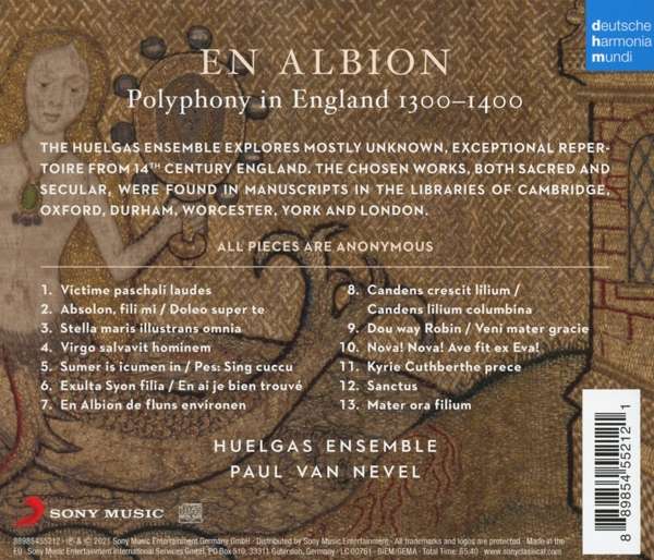 Huelgas Ensemble 중세 영국 다성음악 작품집 (En Albion - Polyphony in England 1300-1400)