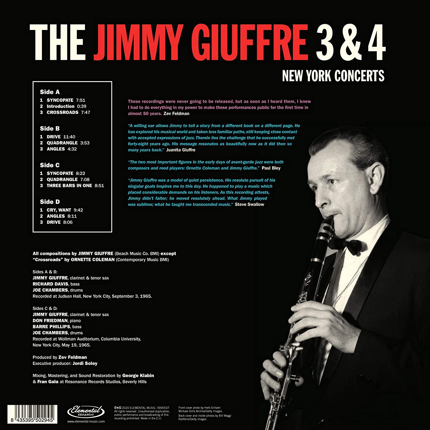 The Jimmy Giuffre 3 & 4 (지미 쥬프레 트리오 / 쿼텟) - New York Concerts [2LP] 