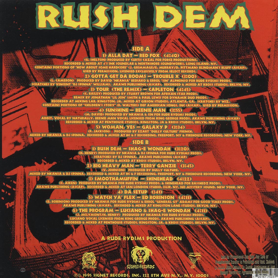 레게 컴필레이션 - 러쉬 뎀 (Rush Dem) [LP] 