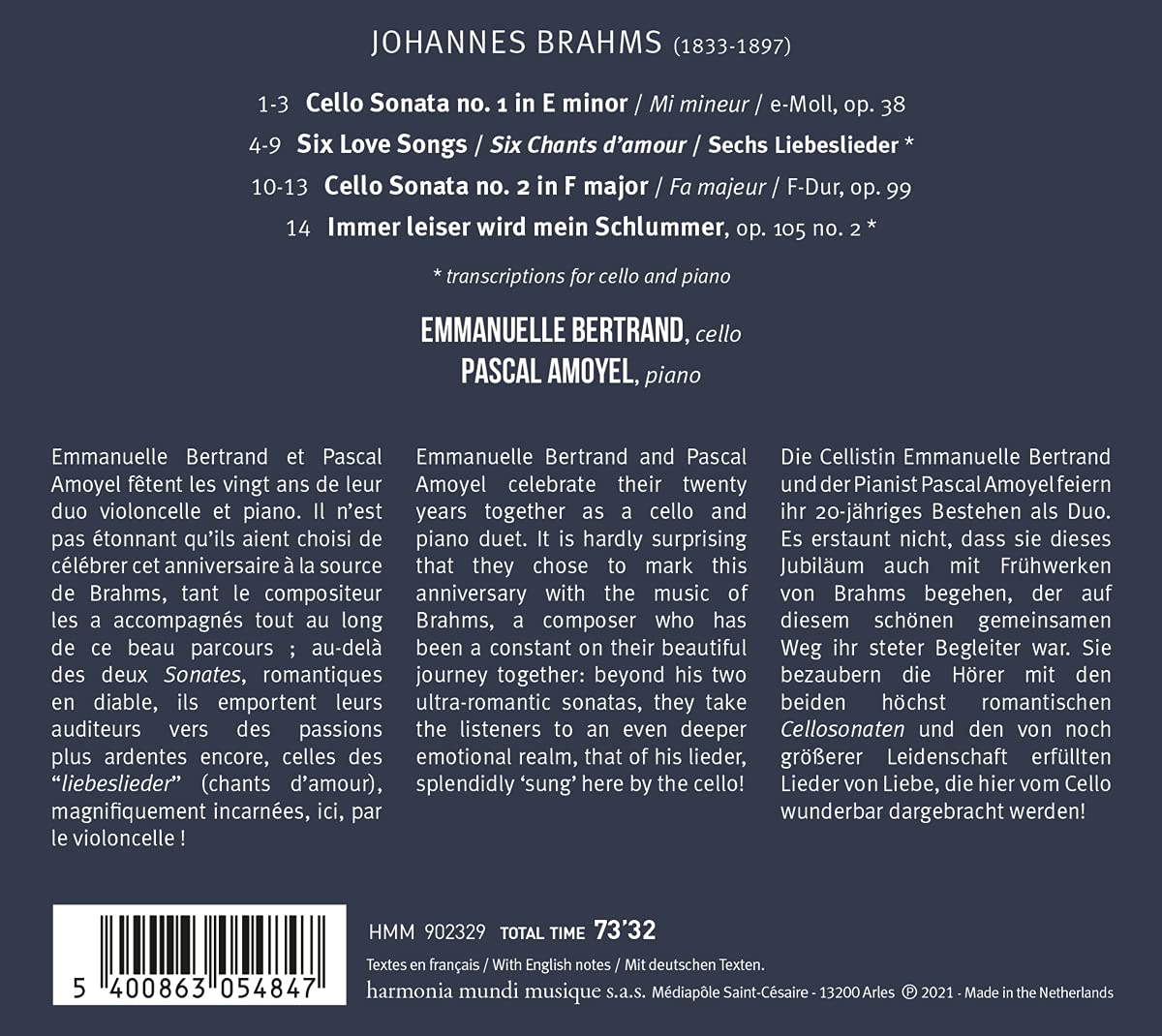 Emmanuelle Bertrand 브람스: 첼로 소나타 1, 2번 (Brahms: Cello Sonatas Op.38, Op.99)  