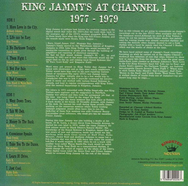 레게 음악 컴필레이션 - 킹 재미스 엣 채널 (King Jammy's At Channel 1 1977-1979) [LP] 