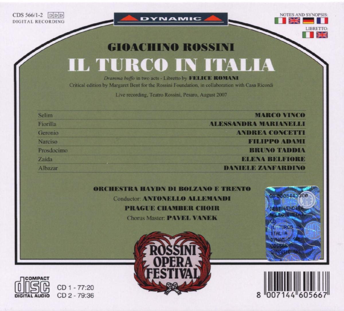 Marco Vinco 조아키노 로시니: 오페라 '이탈리아의 터키인' (Gioacchino Rossini: Il Turco In Italia) 