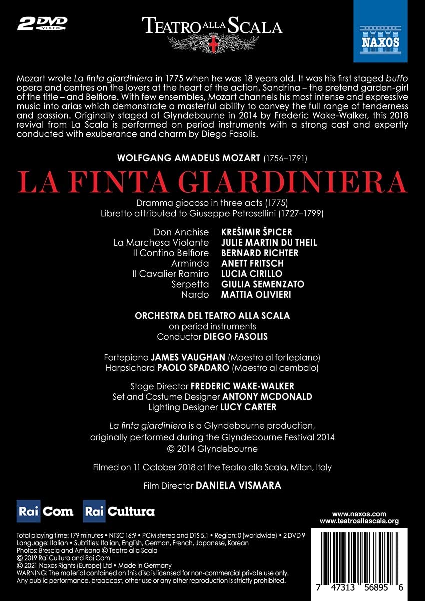 Diego Fasolis 모차르트: 오페라 '가짜 여정원사' (Mozart: La Finta Giardiniera) 