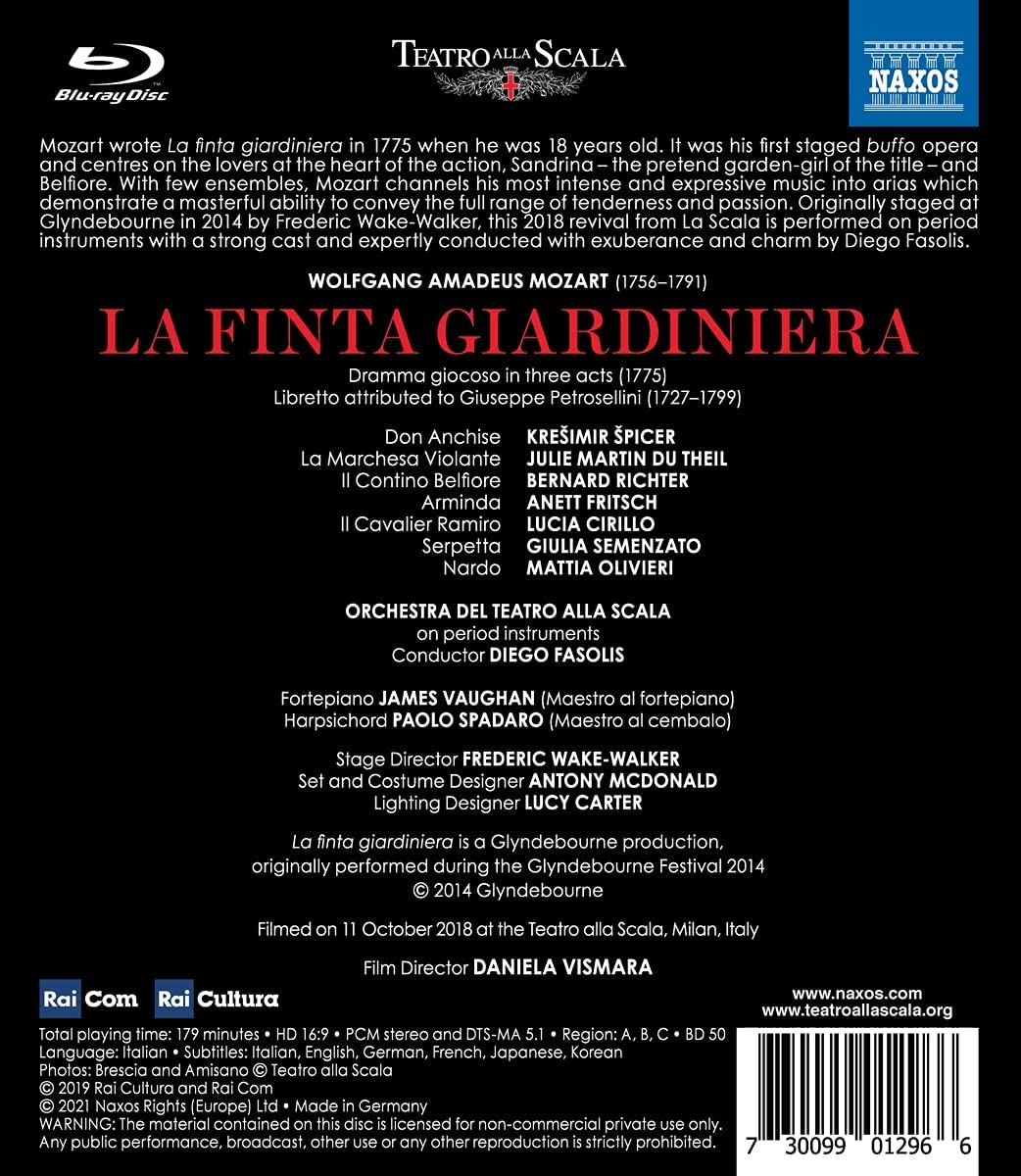 Diego Fasolis 모차르트: 오페라 '가짜 여정원사' (Mozart: La Finta Giardiniera) 